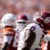 Oklahoma Sooners defensive lineman David Stone (0) celebrates a play in the first half of the Red River Rivalry college football game between the University of Oklahoma Sooners and the Texas Longhorn at the Cotton Bowl Stadium in Dallas, Texas, Saturday, Oct. 11, 2025.