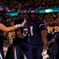 ESPN sent UConn WR Skyler Bell to the Commanders in their Day 2 mock draft.