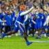 Nov 29, 2025; Gainesville, Florida, USA; Florida Gators defensive tackle Caleb Banks (88) celebrates recovering a fumble during the second quarter against the Florida State Seminoles at Ben Hill Griffin Stadium.