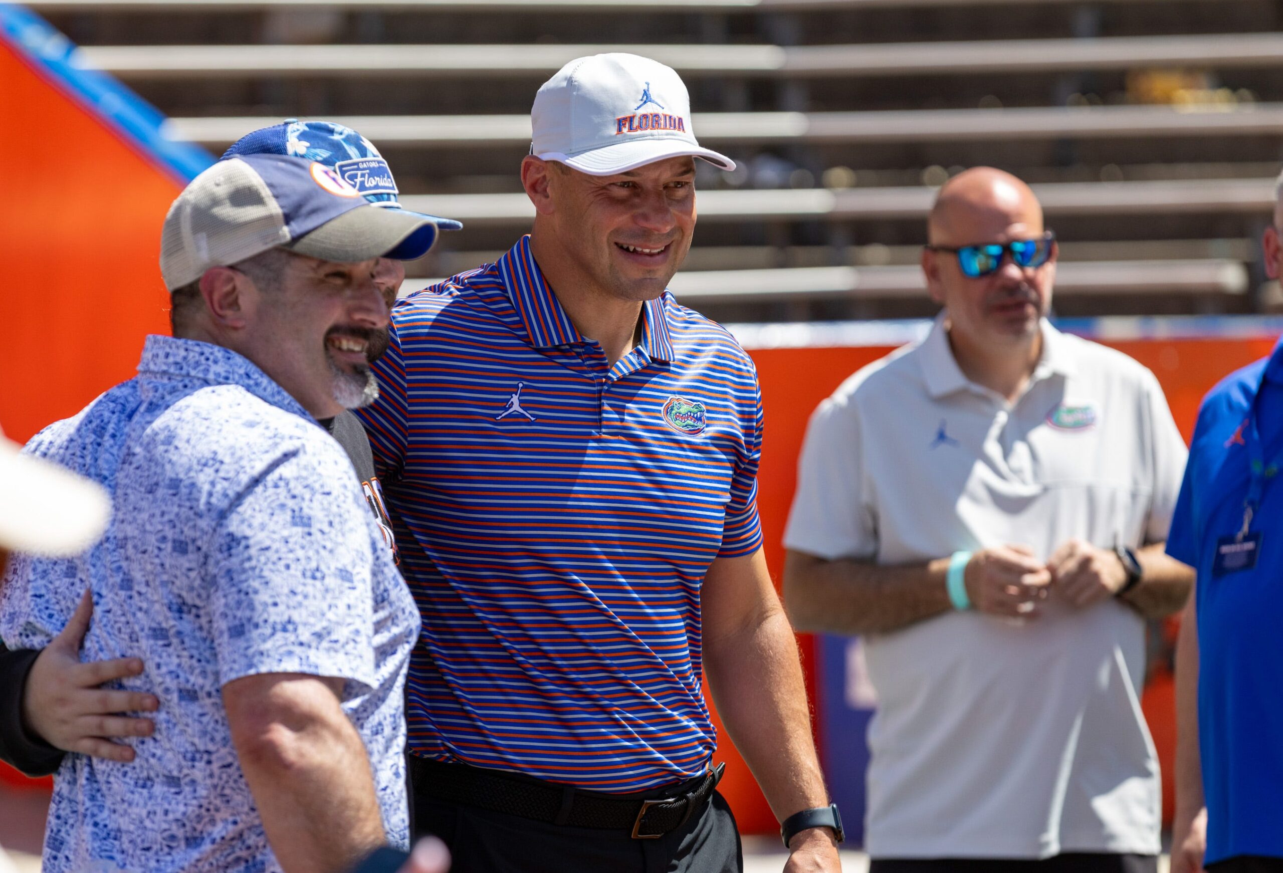 Florida head coach Jon Sumrall poses with fans after the Orange and Blue game at Steve Spurrier Field at Ben Hill Griffin Stadium in Gainesville, FL on Saturday, April 11, 2026.