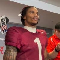 Alabama Crimson Tide WR Ryan Coleman-Williams speaks to the media following A-Day 2026, 4/11/26.