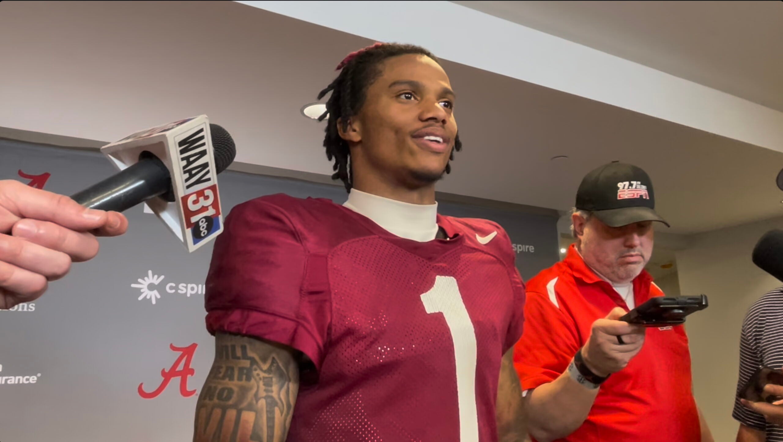 Alabama Crimson Tide WR Ryan Coleman-Williams speaks to the media following A-Day 2026, 4/11/26.