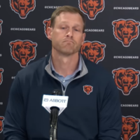 Chicago Bears head coach Ben Johnson speaks to reporters following the 2026 NFL Draft.