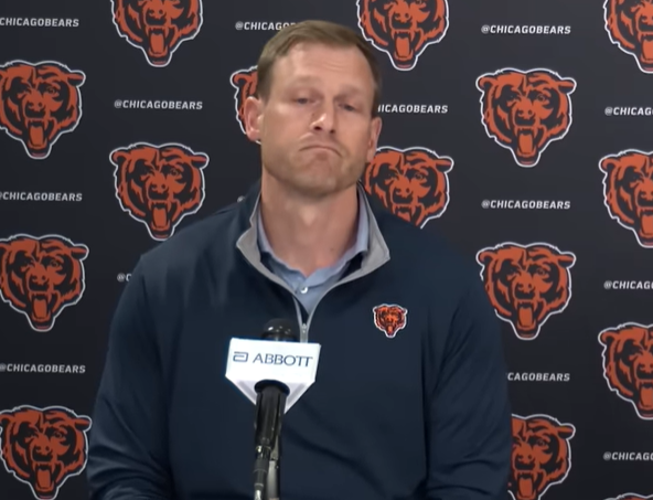 Chicago Bears head coach Ben Johnson speaks to reporters following the 2026 NFL Draft.