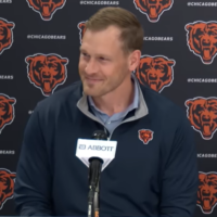 Chicago Bears head coach Ben Johnson speaks with reporters following the 2026 NFL Draft.
