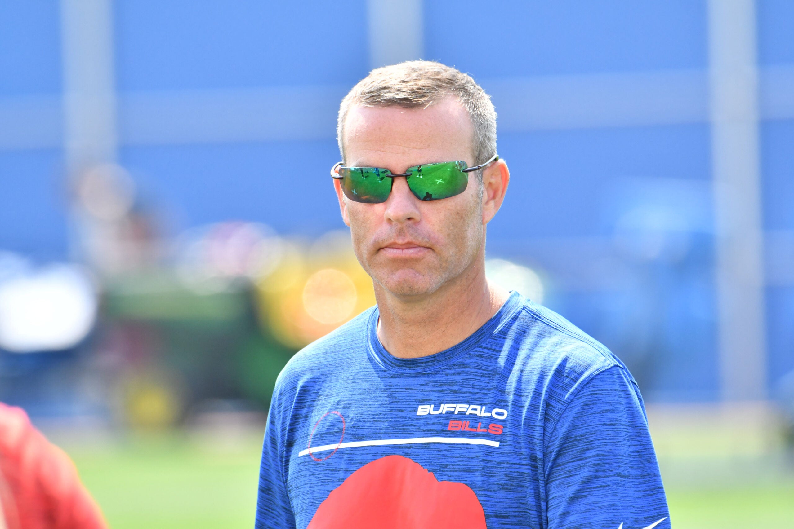 Jul 28, 2021; Orchard Park, NY, United States; Buffalo Bills Brandon Beane on the field after practice at the Buffalo Bills Training Facility.