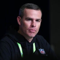 Mar 1, 2022; Indianapolis, IN, USA; Buffalo Bills general manager Brandon Beane during the NFL Combine at the Indiana Convention Center.