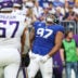 Dec 24, 2022; Minneapolis, Minnesota, USA; New York Giants defensive tackle Dexter Lawrence (97) celebrates a tackle against the Minnesota Vikings during the fourth quarter at U.S. Bank Stadium.