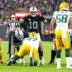 Oct 9, 2023; Paradise, Nevada, USA; Las Vegas Raiders quarterback Jimmy Garoppolo (10) calls a play against the Green Bay Packers during the second quarter at Allegiant Stadium.