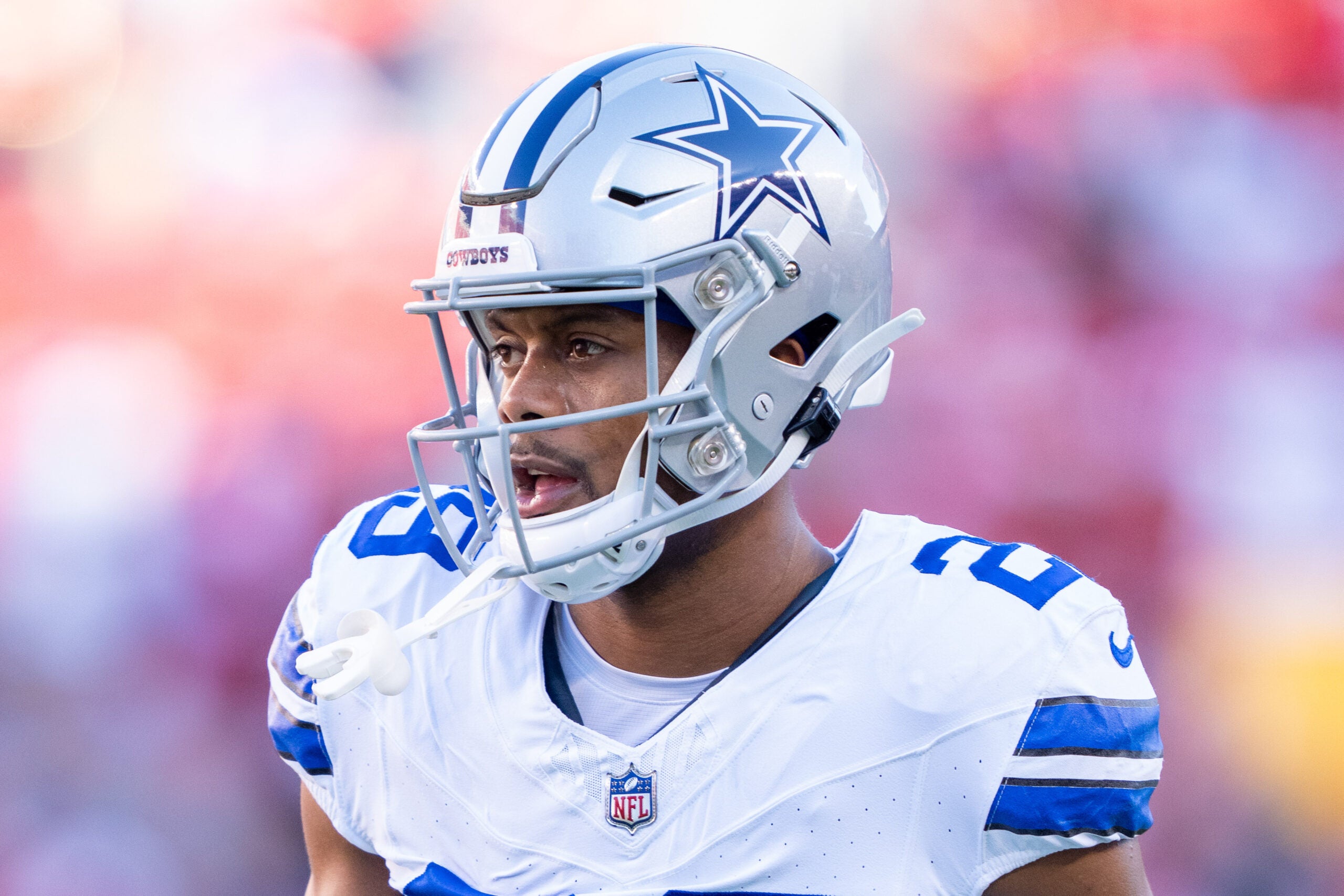 October 8, 2023; Santa Clara, California, USA; Dallas Cowboys cornerback C.J. Goodwin (29) warms up before the game against the San Francisco 49ers at Levi's Stadium.