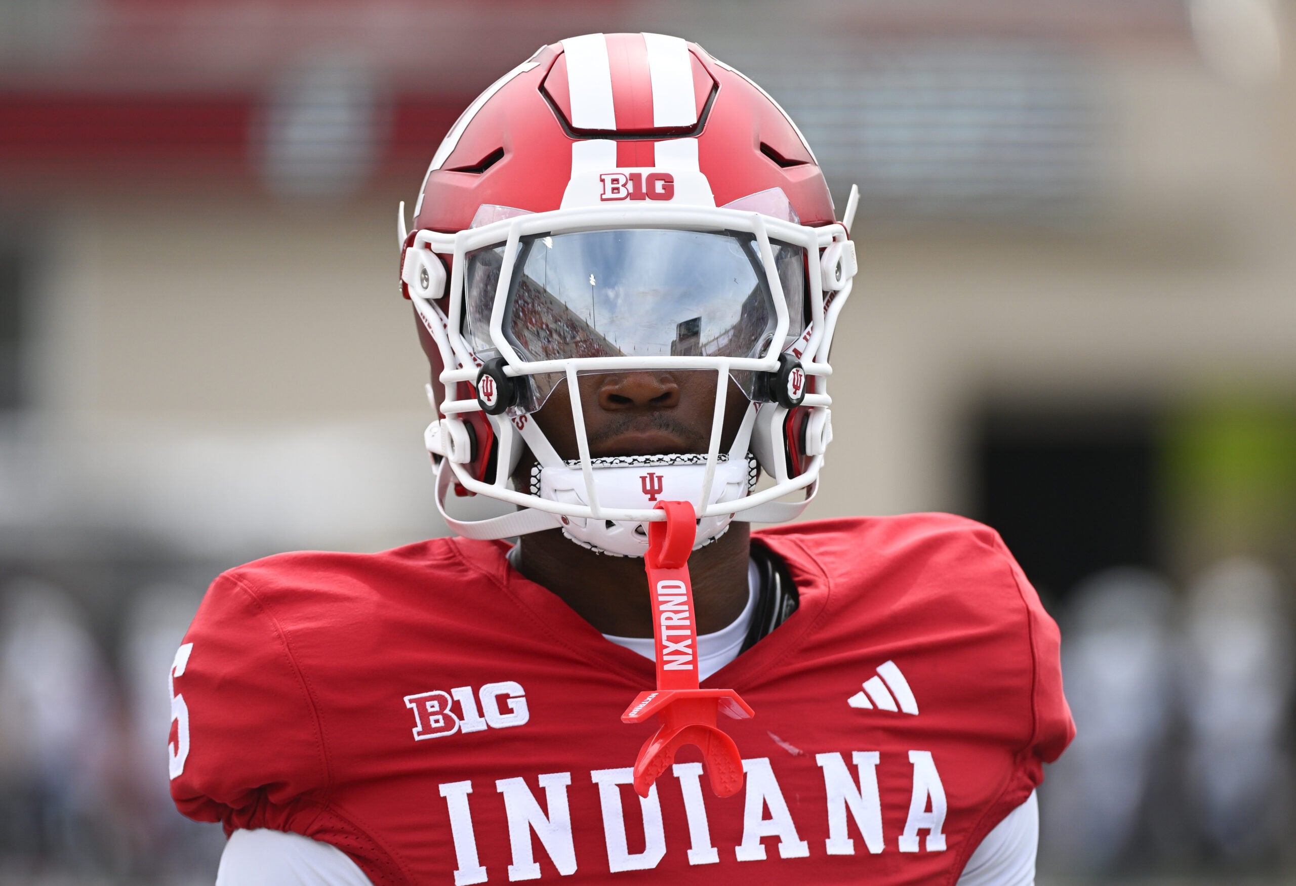 Aug 31, 2024; Bloomington, Indiana, USA; Indiana Hoosiers defensive back DÕAngelo Ponds (5) warms up prior to the game at Memorial Stadium.