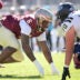 Nov 23, 2024; Tallahassee, Florida, USA; Florida State Seminoles defensive lineman Darrell Jackson Jr. (6) prepares for the snap during the first quarter against the Charleston Southern Buccaneers at Doak S. Campbell Stadium.