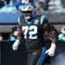 Dec 22, 2024; Charlotte, North Carolina, USA; Carolina Panthers offensive tackle Taylor Moton (72) takes the field during the first quarter against the Arizona Cardinals at Bank of America Stadium.