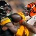 Pittsburgh Steelers cornerback Cory Trice Jr. (27) and Cincinnati Bengals wide receiver Ja'Marr Chase (1) tussle over a dead ball after a play in the second quarter of the NFL Week 18 game between the Pittsburgh Steelers and the Cincinnati Bengals at Acrisure Stadium in Pittsburgh on Saturday, Jan. 4, 2025.