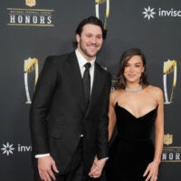 Feb 6, 2025; New Orleans, LA, USA; Josh Allen and Hailee Steinfeld on the red carpet before Super Bowl LIX NFL Honors at Saenger Theatre.