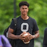 Elijah Haven, five-star rated quarterback from Baton Rouge, Louisiana, arrives for the 2025 Dabo Swinney Football Camp in Clemson, S.C. Tuesday, June 3, 2025.