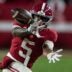 Alabama wide receiver Germie Bernard catches a pass in a game at Bryant-Denny Stadium during the 2024 season.