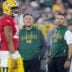 Green Bay Packers general manager Brian Gutekunst and head coach Matt LaFleur survey practice during Family Night on Saturday, August 2, 2025, at Lambeau Field in Green Bay, Wis.