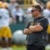 Green Bay Packers general manager Brian Gutekunst surveys practice on Tuesday, August 12, 2025, at Ray Nitschke Field in Ashwaubenon, Wis.