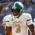Sep 20, 2025; Knoxville, Tennessee, USA; UAB Blazers running back Isaiah Jacobs (3) celebrates after scoring a touchdown against the Tennessee Volunteers during the second half at Neyland Stadium.