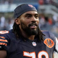 Sep 21, 2025; Chicago, Illinois, USA; Chicago Bears offensive tackle Braxton Jones (70) after the game against the Dallas Cowboys at Soldier Field.
