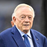 Arlington, Texas, USA; Dallas Cowboys owner Jerry Jones looks on before the game against the Green Bay Packers at AT&T Stadium.