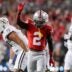 Ohio State safety Caleb Downs celebrates a play against Western Michigan.