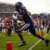 Oct 4, 2025; East Hartford, Connecticut, USA; UConn Huskies wide receiver Skyler Bell (1) makes the touchdown catch against the FIU Panthers in the third quarter at Pratt & Whitney Stadium at Rentschler Field.