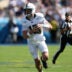 Oct 4, 2025; Pasadena, California, USA; Penn State Nittany Lions quarterback Drew Allar (15) runs with the ball during the third quarter against the UCLA Bruins at Rose Bowl.