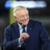 Nov 3, 2025; Arlington, Texas, USA; Dallas Cowboys owner Jerry Jones talks before the game against the Arizona Cardinals at AT&T Stadium.