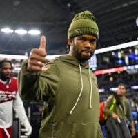 Nov 3, 2025; Arlington, Texas, USA; Arizona Cardinals quarterback Kyler Murray (1) walks off the field after the game between the Dallas Cowboys and the Arizona Cardinals at AT&T Stadium.