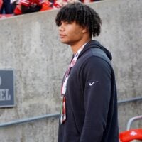 Greenwich Country Day defensive end Mekai Brown visits Ohio Stadium on the day of the Ohio State Buckeyes football game against the Rutgers Scarlet Knights on Nov. 22, 2025.