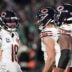 Nov 28, 2025; Philadelphia, Pennsylvania, USA; Chicago Bears quarterback Caleb Williams (18) celebrates after a touchdown against the Philadelphia Eagles during the fourth quarter of the game at Lincoln Financial Field.