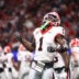 Dec 6, 2025; Atlanta, GA, USA; Georgia Bulldogs wide receiver Zachariah Branch (1) celebrates after scoring a touchdown during the fourth quarter against the Alabama Crimson Tide during the 2025 SEC Championship game at Mercedes-Benz Stadium.
