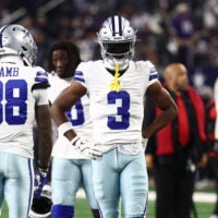 Dec 14, 2025; Arlington, Texas, USA; Dallas Cowboys wide receiver George Pickens (3) warms up before a game against the Minnesota Vikings at AT&T Stadium.