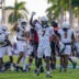 Dec 23, 2025; Boca Raton, FL, USA; Toledo Rockets safety Emmanuel McNeil-Warren (7) celebrates a third down stop against the Louisville Cardinals during the third quarter of the Boca Raton Bowl at Flagler CU Stadium.