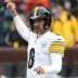Dec 28, 2025; Cleveland, Ohio, USA; Pittsburgh Steelers quarterback Aaron Rodgers (8) warms up before the game against the Cleveland Browns at Huntington Bank Field.