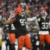 Dec 28, 2025; Cleveland, Ohio, USA; Cleveland Browns defensive tackle Shelby Harris (93) reacts in the fourth quarter against the Pittsburgh Steelers at Huntington Bank Field.