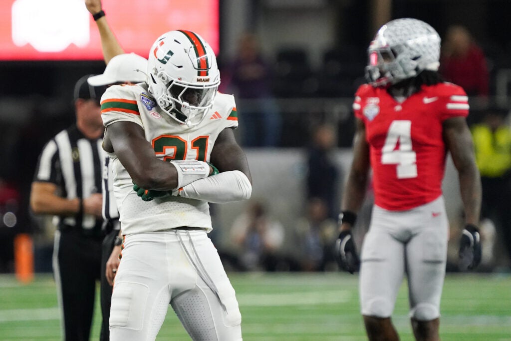 Miami linebacker Wesley Bissainthe