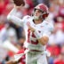 Jan 1, 2026; Pasadena, CA, USA; Alabama Crimson Tide quarterback Ty Simpson (15) passes against the Indiana Hoosiers in the first half of the 2026 Rose Bowl and quarterfinal game of the College Football Playoff at Rose Bowl Stadium.