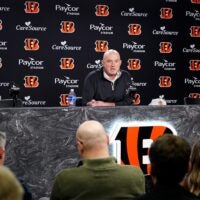Cincinnati Bengals Director of Player Personnel Duke Tobin addresses the media during a press conference, Friday, Jan. 9, 2026, at Paycor Stadium in downtown Cincinnati.