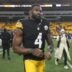 Pittsburgh Steelers wide receiver Dk Metcalf (4) walks off the field after the Steelers fell 30-6 to the Houston Texans during the NFL Wild Card game at Acrisure Stadium in Pittsburgh, PA on January 12, 2026.