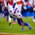 Jan 17, 2026; Denver, CO, USA; Buffalo Bills wide receiver Keon Coleman (0) scores a touchdown during the third quarter of an AFC Divisional Round playoff game against the Denver Broncos at Empower Field at Mile High.