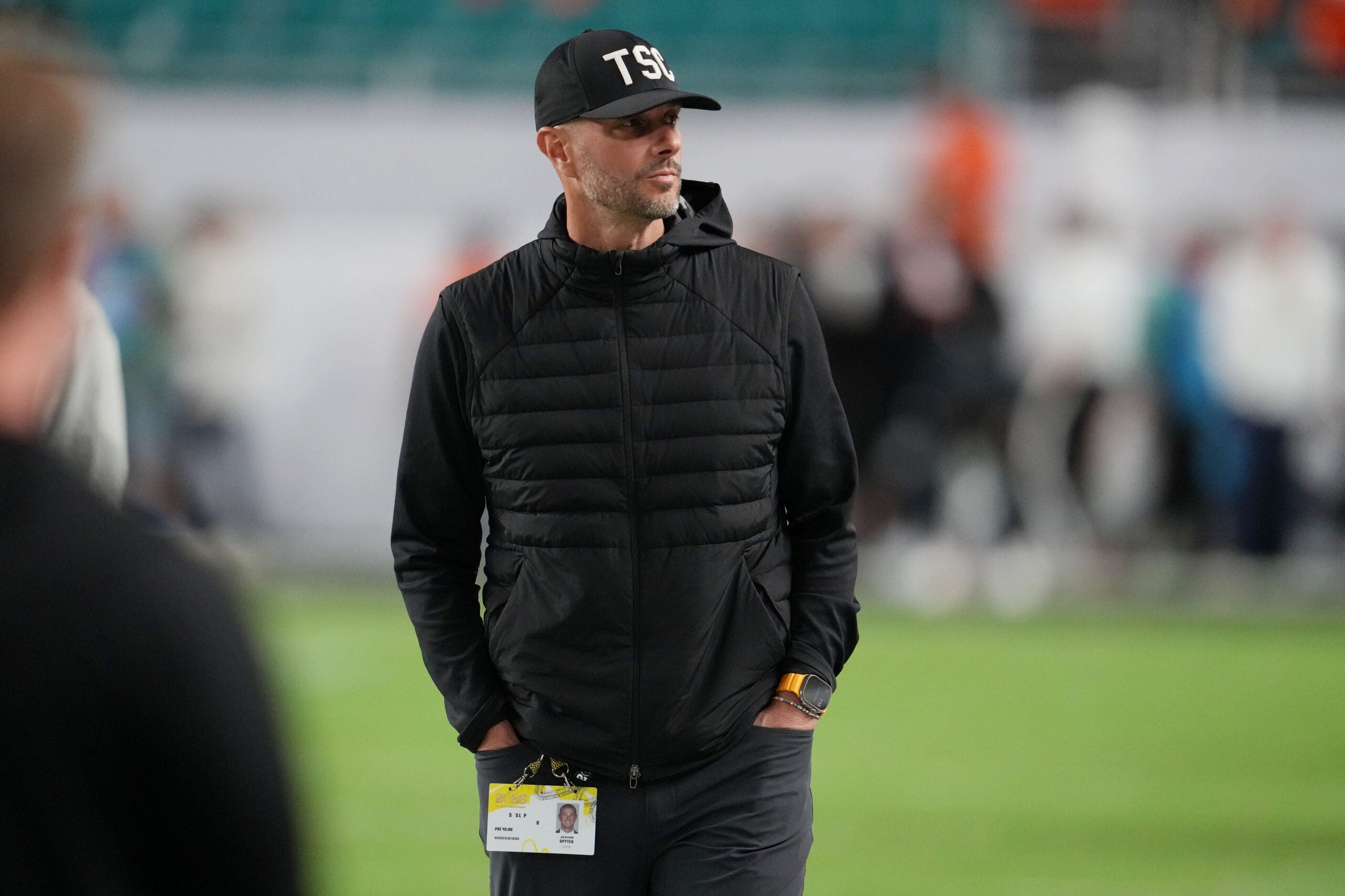 Las Vegas Raiders general manager John Spytek signs safety Tristin McCollum