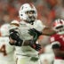 Jan 19, 2026; Miami Gardens, FL, USA; Miami Hurricanes defensive lineman Akheem Mesidor (3) celebrates after a sack against the Indiana Hoosiers in the third quarter during the College Football Playoff National Championship game at Hard Rock Stadium.