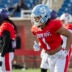 Jan 29, 2026; Mobile, AL, USA; National defensive back Thaddeus Dixon (1) of North Carolina practices during National Senior Bowl practice at Hancock Whitney Stadium.