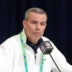 Feb 24, 2026; Indianapolis, IN, USA; Buffalo Bills general manager Brandon Beane speaks at the NFL Scouting Combine at the Indiana Convention Center.