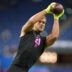 Feb 27, 2026; Indianapolis, IN, USA; Stanford tight end Sam Roush (TE21) during the NFL Scouting Combine at Lucas Oil Stadium.