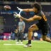 Feb 28, 2026; Indianapolis, IN, USA; Washington wideout Denzel Boston (WO08) during the NFL Scouting Combine at Lucas Oil Stadium.