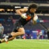 Feb 28, 2026; Indianapolis, IN, USA; Washington wideout Denzel Boston (WO08) during the NFL Scouting Combine at Lucas Oil Stadium.